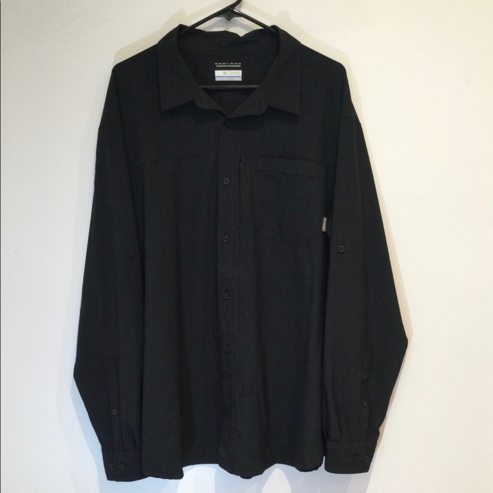 COLUMBIA OMNI-WICK BLACK LONG SLEEVE BUTTON DOWN SHIRT EUC SZ XL